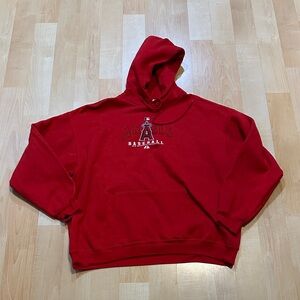 MLB Angels Majestic Vintage Red Baseball Hoodie